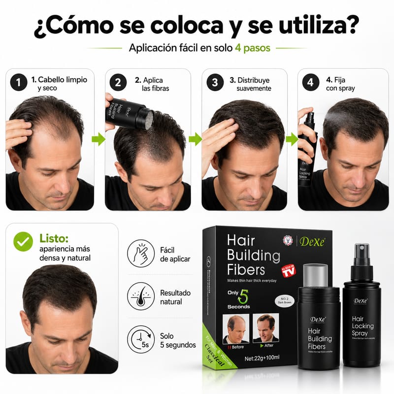 Fibras Capilares Dexe + Spray Fijador